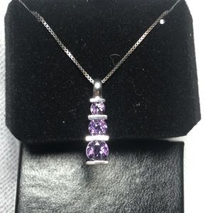 Amethyst February birth stone pendant necklace new